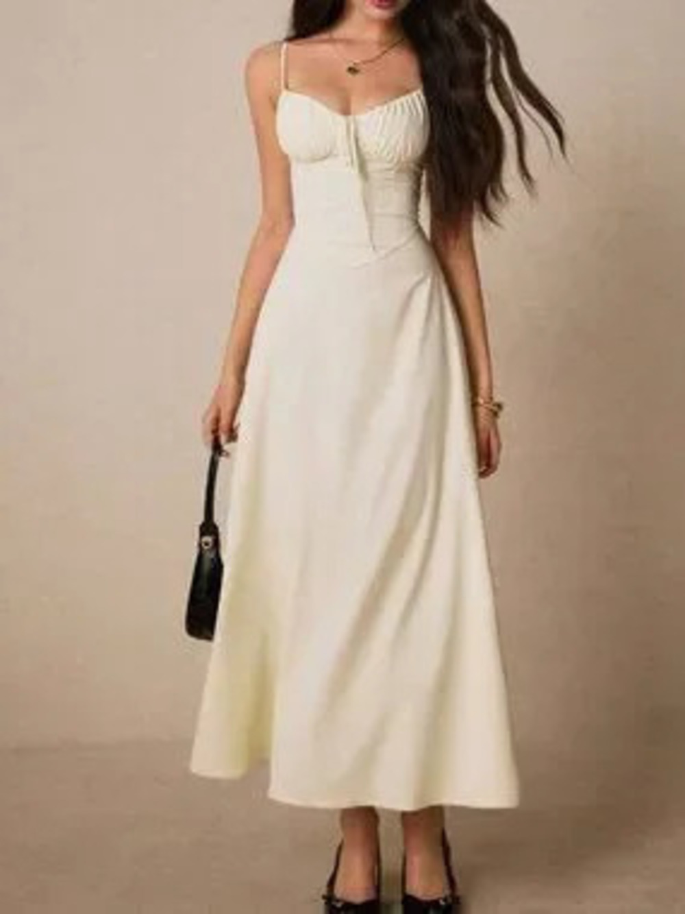 ZARA Apricot Chic Women's Maxi Dress with Sweetheart Neckline - Picture 3 of 7
